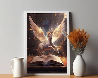 Enchanted Unicorn Storybook Art | Fantasy Digital Art | Home Decor | Instant Download