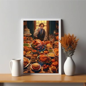 Thanksgiving Dinner Digital Print | Festive Home Decor | Instant Download