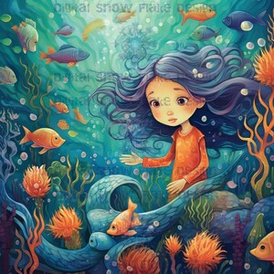 Little Girl Under the Sea | Digital Art | Instant Download | Home Décor