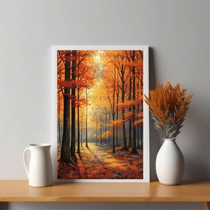 Autumn Landscape Digital Print | Festive Home Decor | Instant Download