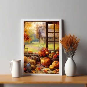 Autumn Landscape Digital Print | Festive Home Decor | Instant Download