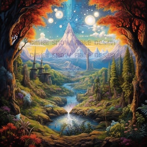 Enchanted Landscape | Fantasy Wall Art | Digital Print | Home Décor