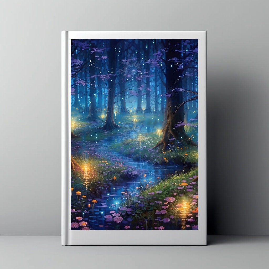 アート・デザイン・音楽 The Enchanted Landscape Photographs 1940 Amazon.com: Artery8 Enchanted Forest With Bioluminescent Flowers