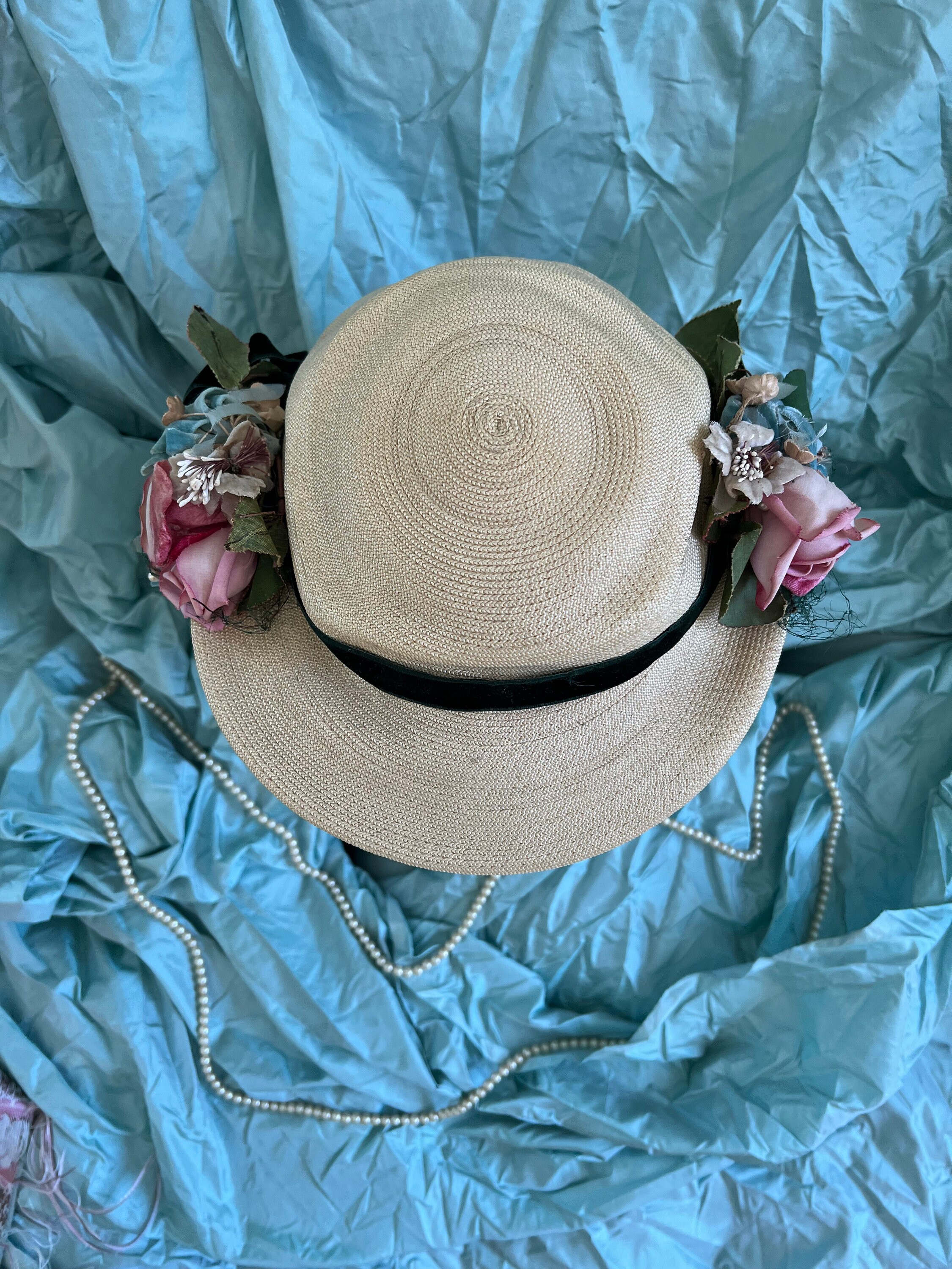 Straw hat with velvet string Straw & Velvet main image 3
