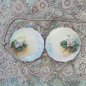 Two Antique O. & E.G. Royal Austria Plates with White Violets, Beautiful! Perfect for a Bride/Wedding