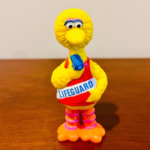 Vintage Sesame Street Big Bird in Lifeguard Uniform with Whistle Action Figure Toy