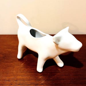 Vintage Porcelain White Cow Creamer. Farmhouse Decor Cow Creamer. Cow Coffee or Tea Creamer. Barfing Cow Creamer.