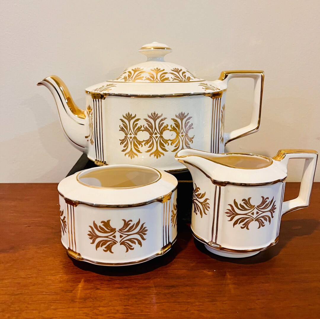 Sadler Tea Set Vintage Sadler Ivory and Gold Tea Set - Etsy