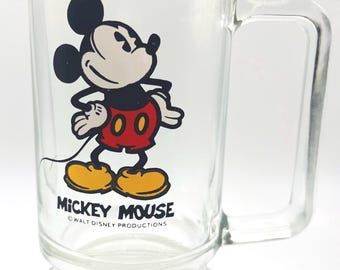 ミッキーマウスのガラス製ビアジョッキ2個セット（ヴィンテージ