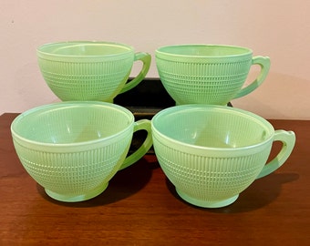 4 Vintage Mint Green Dominion Saguenay Tea Cups