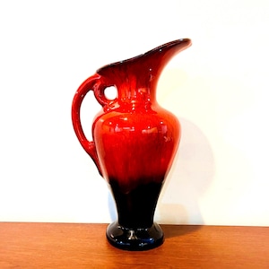 Vintage Danesi-kan uit de jaren 60 met Drip Glaze-aardewerk met rode lava, Canadese MCM