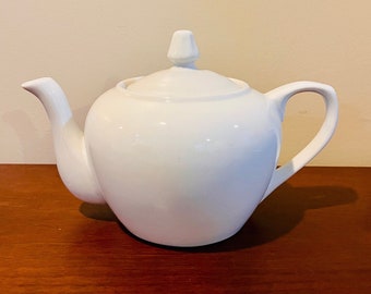 Vintage Simple and Elegant White Porcelain Teapot.