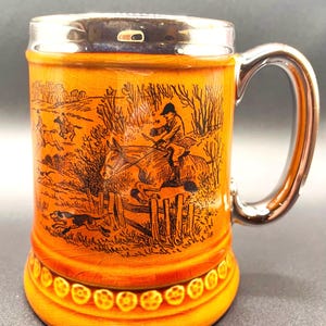 Vintage Lord Nelson Ceramic  Beer Stein, Fox Hunting Scene, MCM Barware