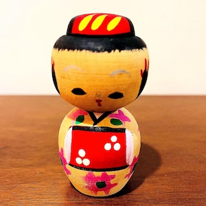 Vintage Made in Japan Wooden Handpainted Kokeshi Doll. Japanese Toy Collectable Kokeshi Doll. Wooden Japanese Kokeshi Doll. Asian Doll