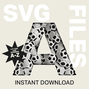 Fußball Buchstaben SVG Bundle Fußball Monogramm Fußball-Liebhaber Designs Fußballmannschaft SVG Fußbälle SVG Vektordateien Zahlen Sofort Download