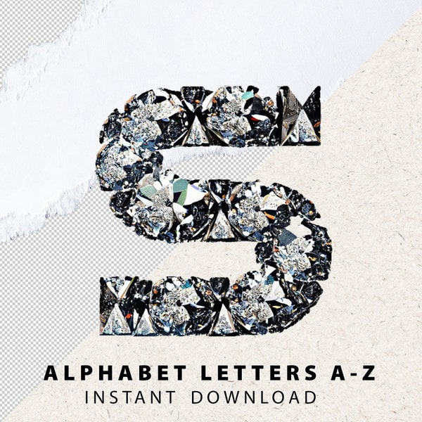 Diamonds PNG Letters & Numbers Set Diamonds Bundle A-Z Alphabet  AI Generated Diamonds Text Effect Printable Digital Files Instant Download