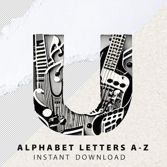 Musical Instruments Alphabet PNG, A-Z Letters, Numbers (Digital Download)