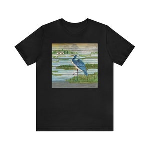Blue Heron T-shirt,  Pawleys Island, South Carolina, Marsh, Coastal, Beach House gift, Pawleys Island Chapel, Nature birds
