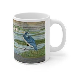Herons on the Marsh Ceramic Mug 11oz, Pawleys Island, South Carolina, Marsh, Coastal, Beach House gift, Pawleys island Chapel