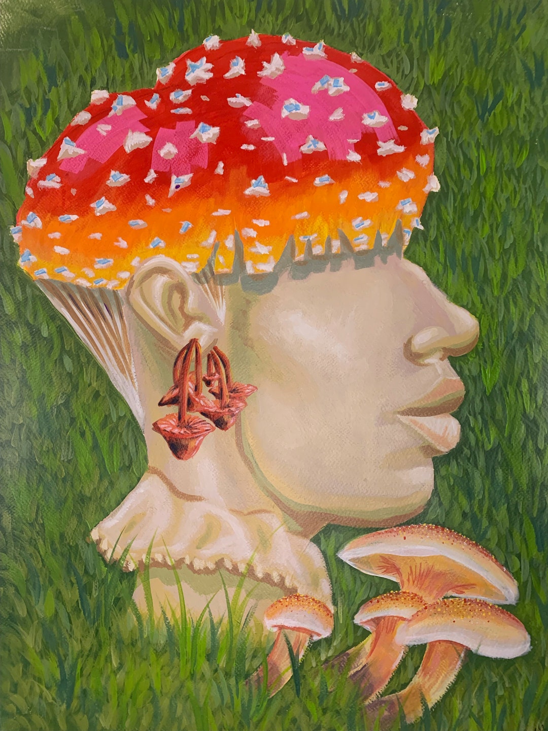 Mushroom Head Art Print Etsy