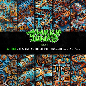 AZ-Tech contains 10 high-quality colorful seamless patterns. These original, fun, abstract designs may be what you're looking for.