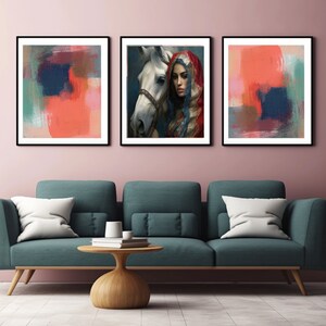 Beautiful Arab Woman With Her Horse Digital Print