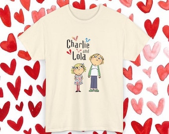 Camiseta retro para niños con programa de televisión, camiseta nostálgica de dibujos animados, regalo para niños de los años 90, camiseta unisex de algodón grueso, recuerdos de la infancia de Charlie y Lola