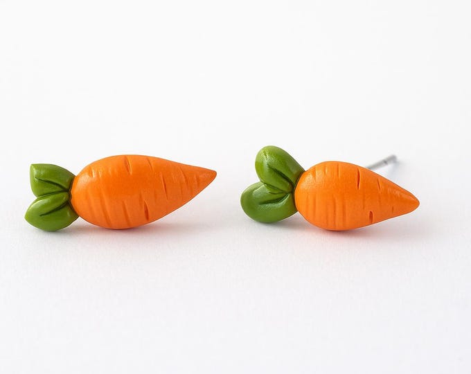 Featured listing image: Carrot Stud Earrings - Handmade Polymer Clay Jewelry