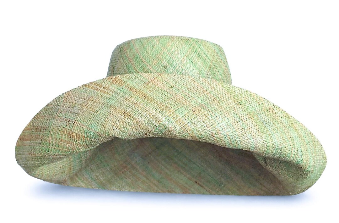 Raffia Curve Brim Hat Standard Brim in Pale Green Madagascan - Etsy