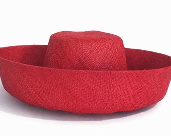 Vintage August Red Church DERBY Hat WOOL Fancy! Fine Millinery Collection by August Accessories Red & White  main image 2