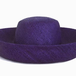 Raffia Curve Brim Hat Standard Brim in Dark Indigo Madagascan