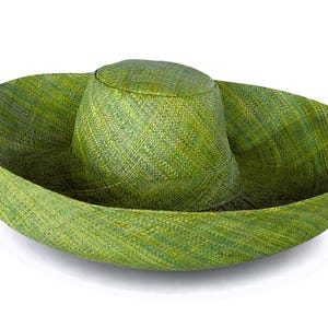 Raffia Curve Brim Hat Large Brim in Avocado Madagascan