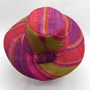 Flat Brim Raffia Sunhat in Rosy Apple Madagascan