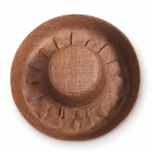 Raffia Curve Brim Hat Standard Brim in Tan Madagascan