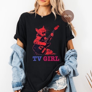 Premium TV Girl T-Shirt - Pop Music Shirt - Cat Design - TV Girl Album Shirt - TV Girl Merch - Unisex Pop Clothing