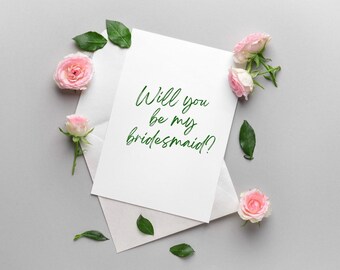 Green Simple Bridesmaid Proposal Card