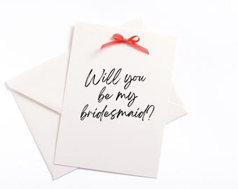 Black Simple Bridesmaid Proposal Card