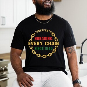 Black Unisex Juneteenth Circle Chain T-shirt