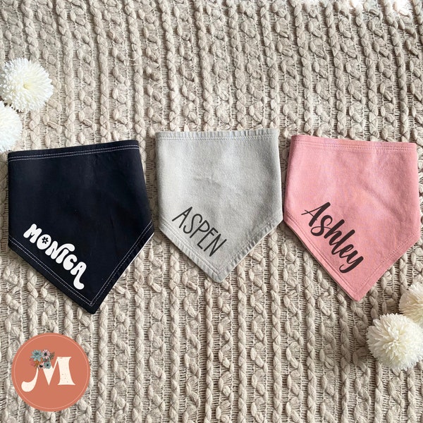 Reversible Custom Baby Bandana Bib Toddler Personalized Name Baby Shower Gift Initial Newborn Custom Unisex Infant Cotton Drool Bib Bandana