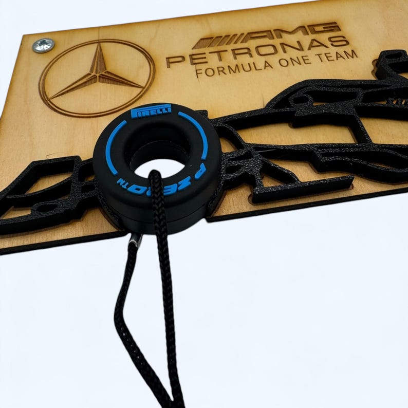 Formula 1 Printed Wall Art With F1 Tyre Keychain Holders Mercedes AMG ...