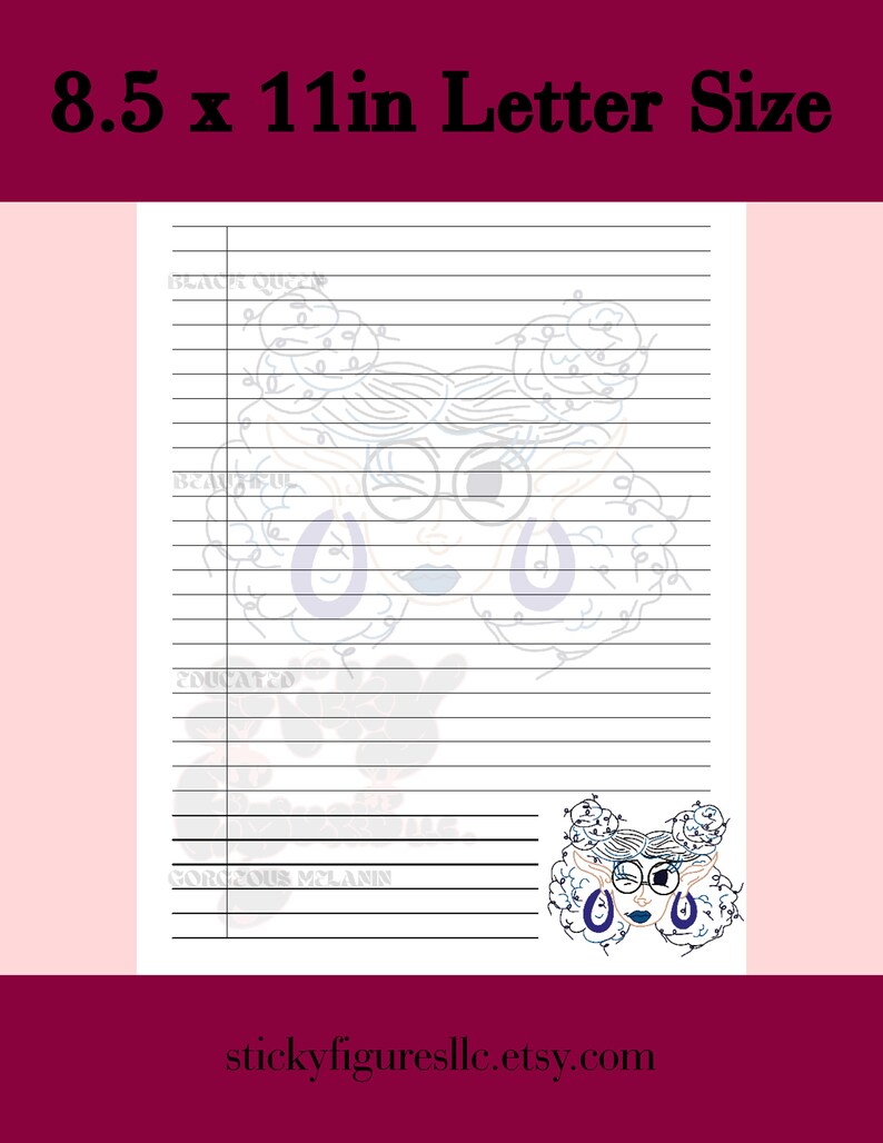 Printable Letter Writing Paper, Beautiful Black Queen 5 Page Digital ...