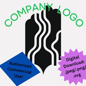 Logo for commercial use, waterfall.  Black and white.  Solid geometric design.  Digital Download.  Business, club, organisation, header.