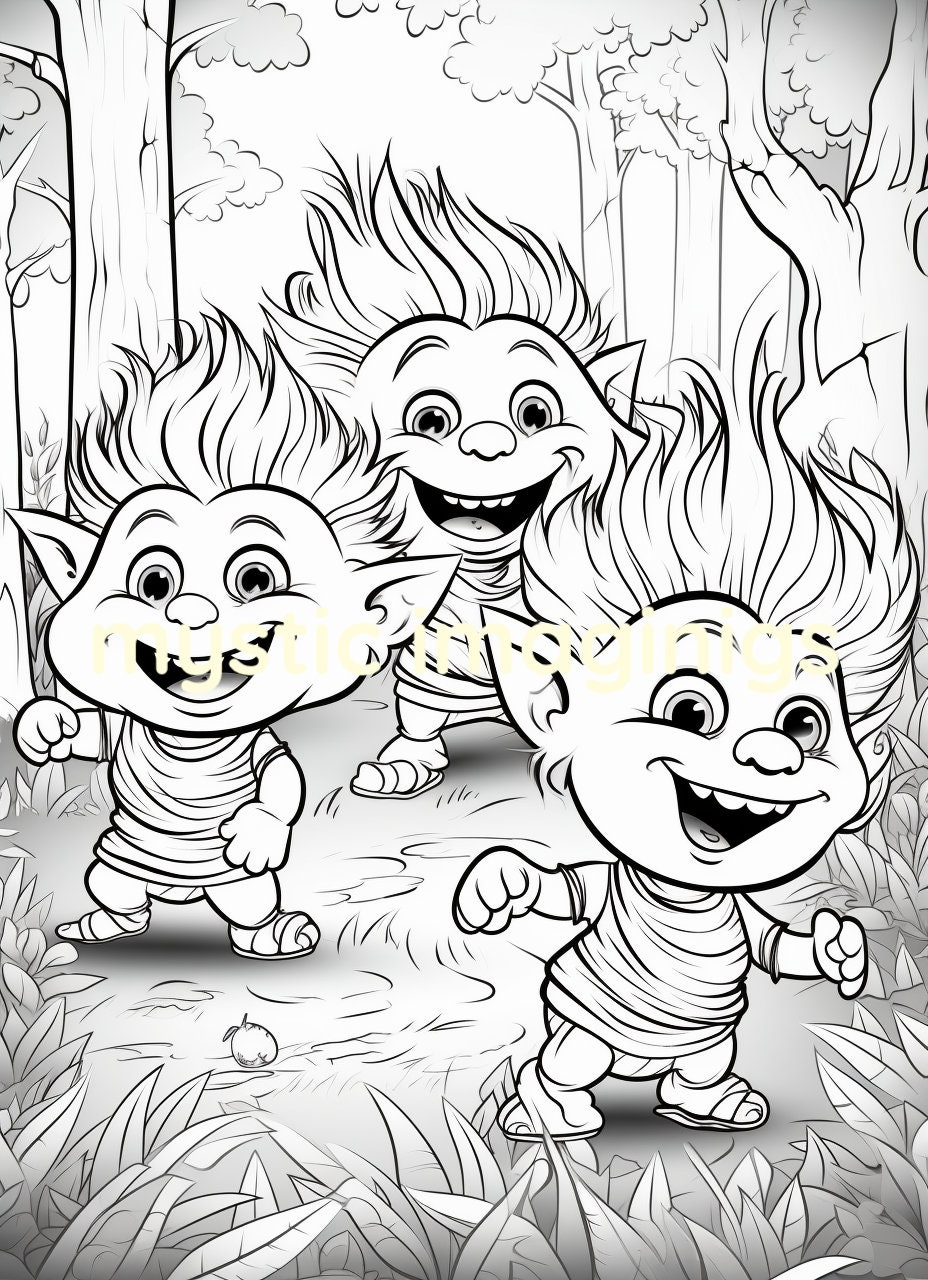 Printable Troll Coloring Pages for Kids. Twelve Colorings. Digital Pdf ...