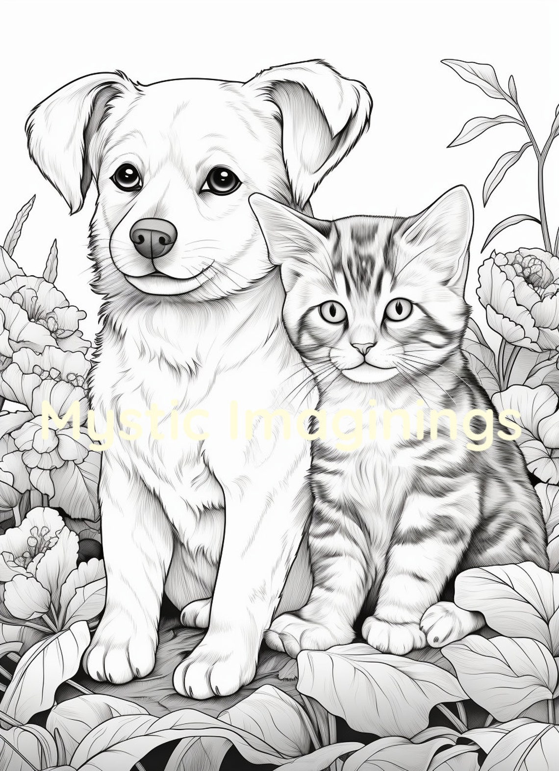 Printable Puppy and Kitten Coloring Pages for Kids. Twelve Colorings