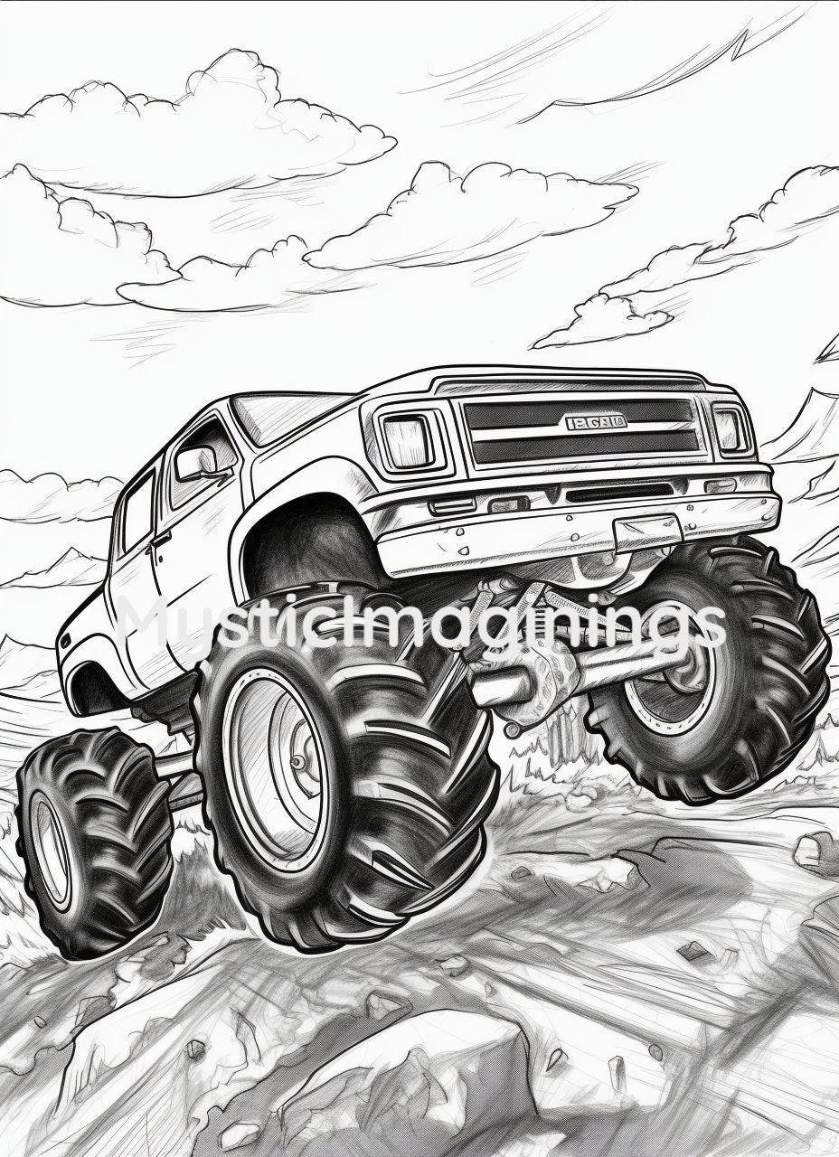 Printable Monster Truck Coloring Pages for Kids. Sixteen Colorings