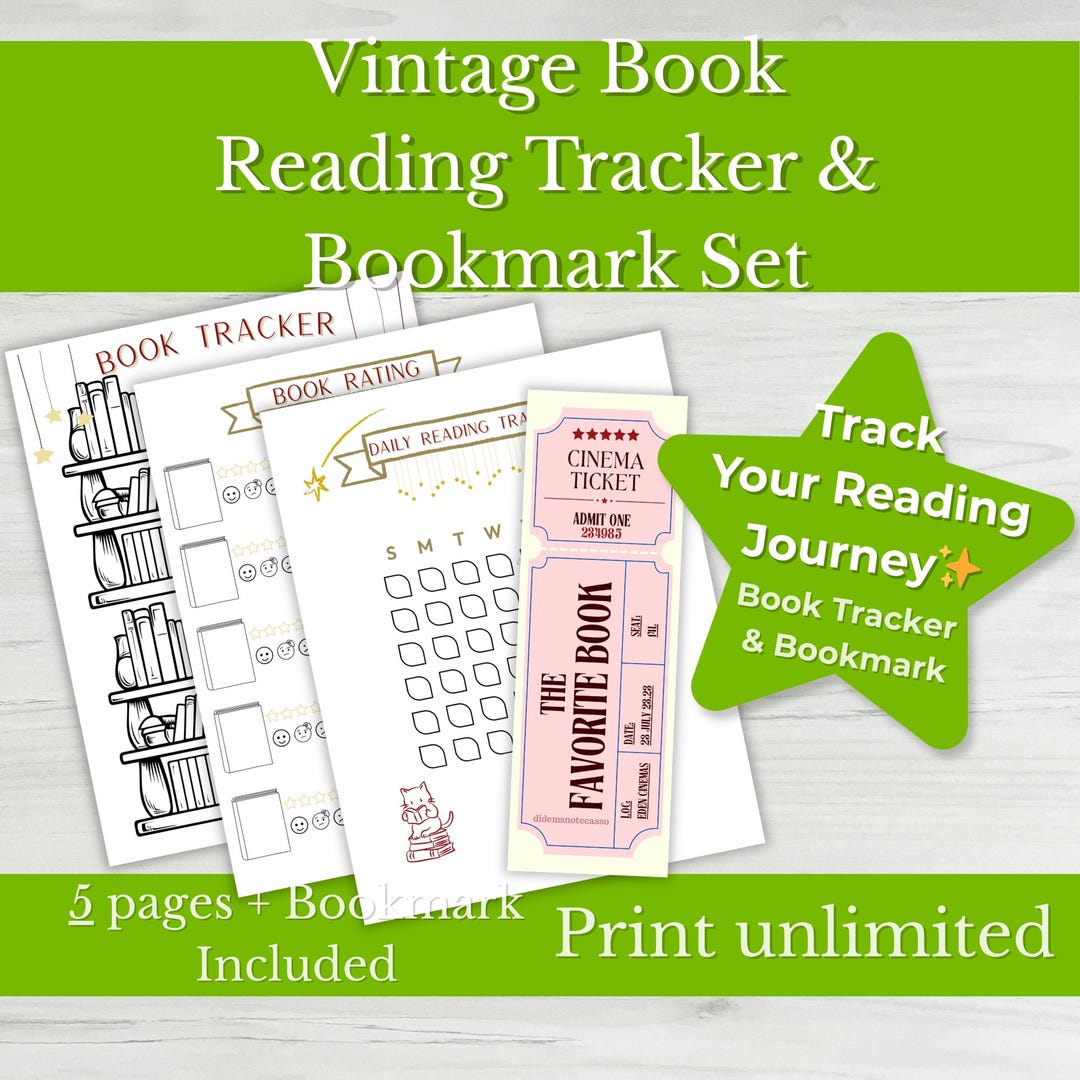 Book Tracker & Bookmark Set Printable | Reading Journal | Book Lover ...