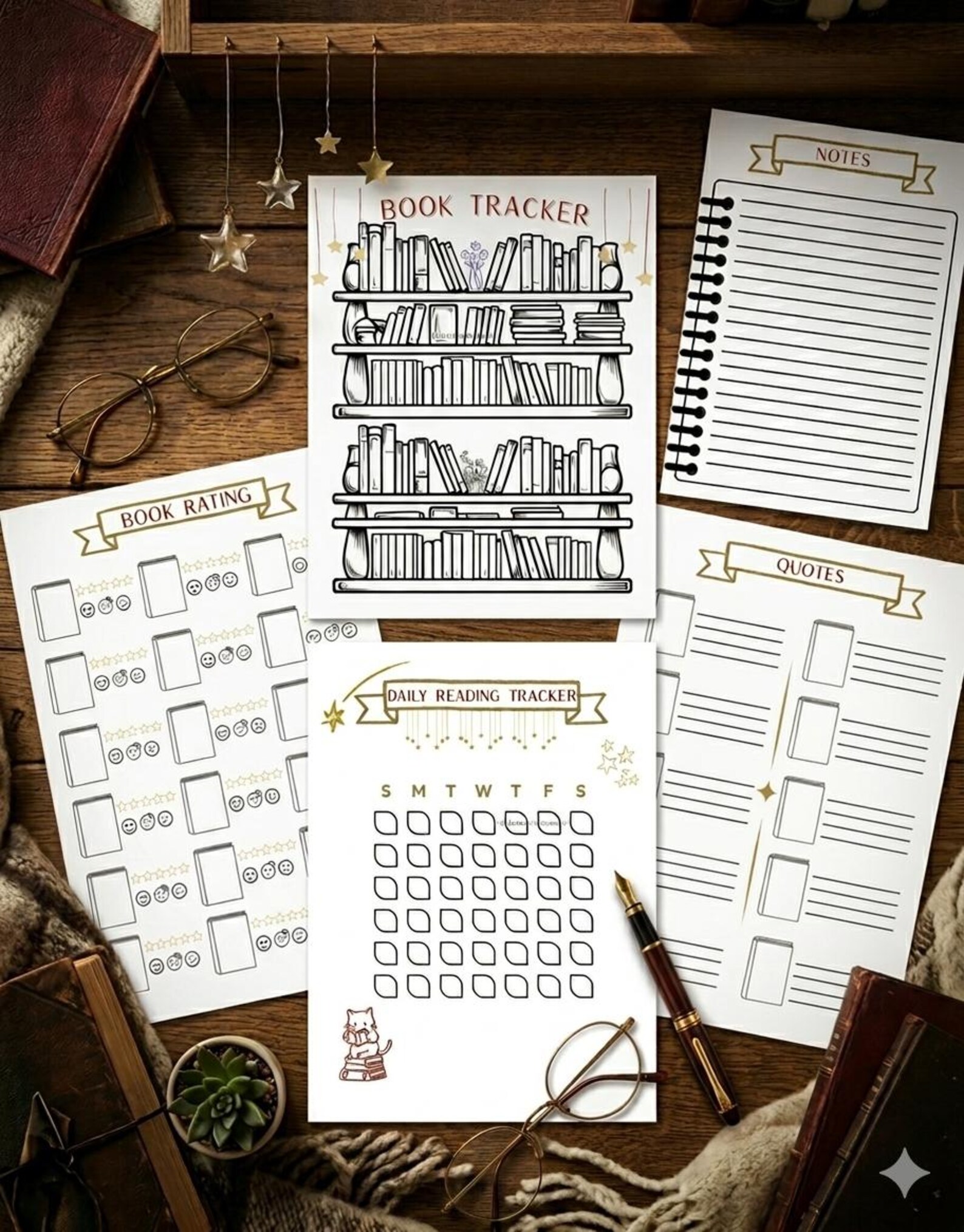 Printable Reading Tracker Bundle | Book Journal Pages (digital Download ...