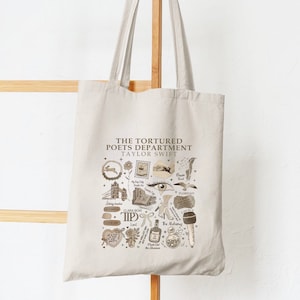 In My Tortured Era Est 2024 Canvas Tote Bag, The Tortured Poets Department Tote Bag, Gift For Mother's Day Tortured Era Love and Poetry Bag image 1