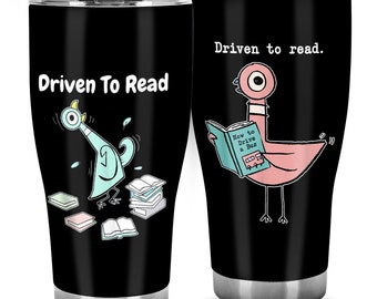 Driven To Read Pigeon Library Reading Books Gobelet en acier inoxydable 20 oz, Gobelets isothermes C'est une bonne journée pour lire 20 oz, Cadeaux pour les amateurs de livres