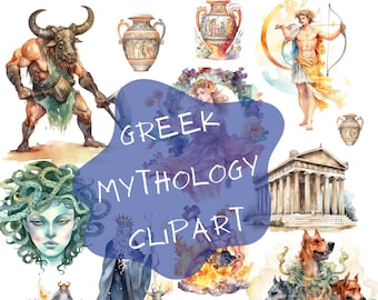 45 Ancient Greek Mythology Watercolor Clipart, Greek Gods, Goddesses,  Greek Mythological Clipart, Hellenistic, Mythological Creatures!